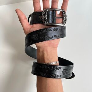 vintage style american western floral design black belt